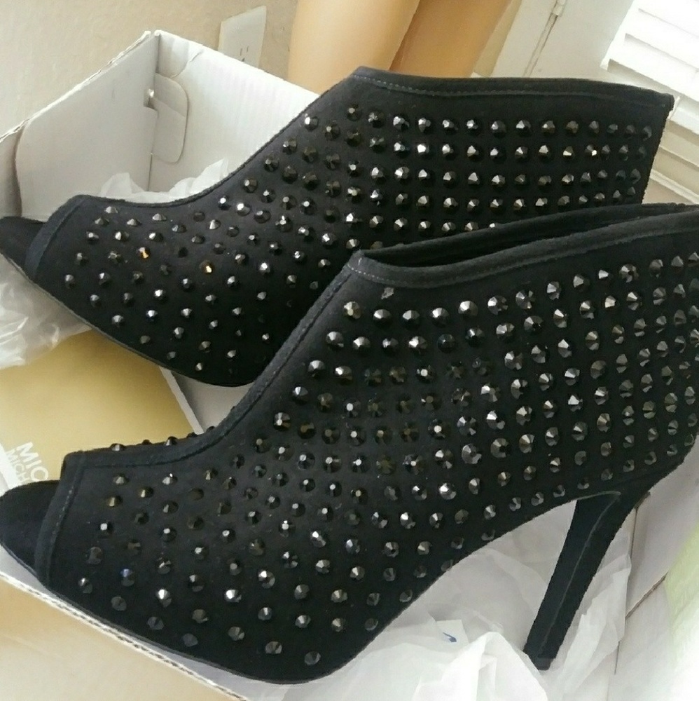 Suede black dani open toe booties